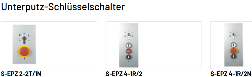 Marantec Unterputz Schlüsselschalter, S-EPZ 1-1T/1, S-EPZ 1-2T/1, S-EPZ 2-2T/1, S-EPZ 2-2T/1N, S-EPZ 4-1R/2, S-EPZ 4-1R/2N